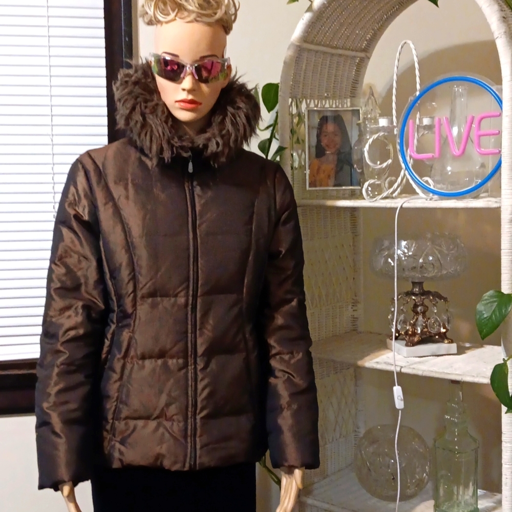 Like New I Madison Down Feather Coat Women's small Shimmering Brown
